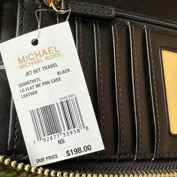 Michael Kors Jet Set Travel Multifunction Large Phone Case Wallet Wristlet Black - Picture 8 of 9